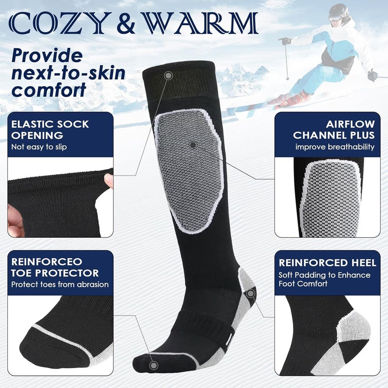RainFlowwer Cold Weather Ski Socks for Snowboarding - Thermal Knee-high Warm for Adult and Child - Image 3